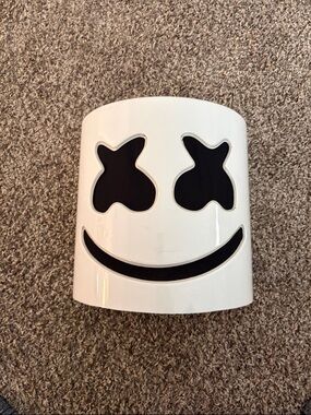White Marshmello Helmet Mask with Black Face LIGHTS UP